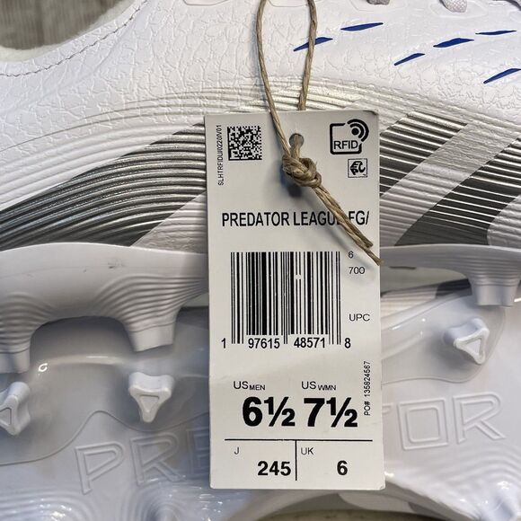 Adidas Predator League FG MG Soccer Cleats Men 6.5 Women 7.5 ID1327 White Silver main image 2